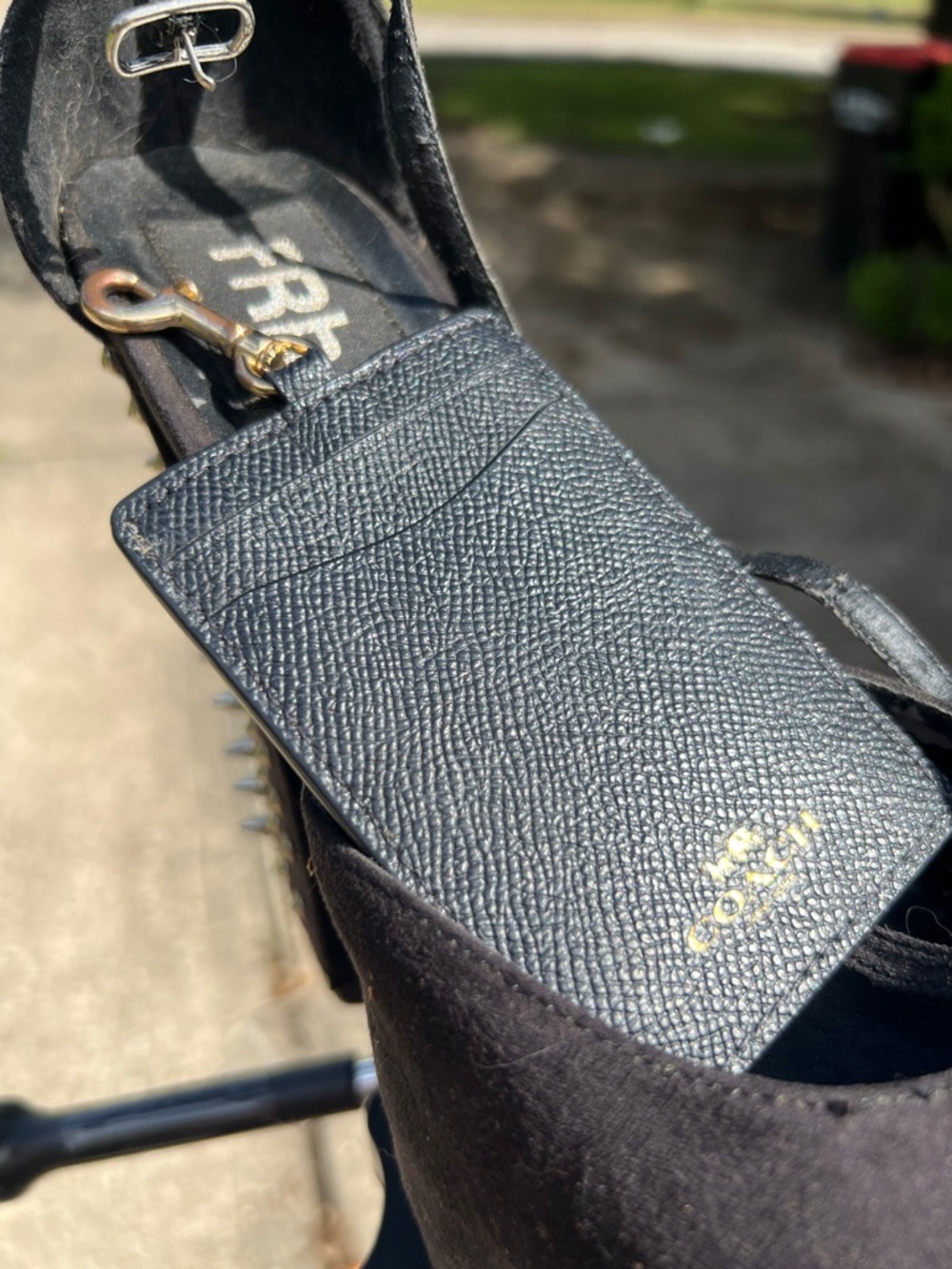 Coach Black Leather Card Holder with Gold Logo